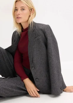 bonprix Bekleidung·Basics|Blazer^Oversize-Blazer aus feinem Viskose-Mix grau meliert meliert