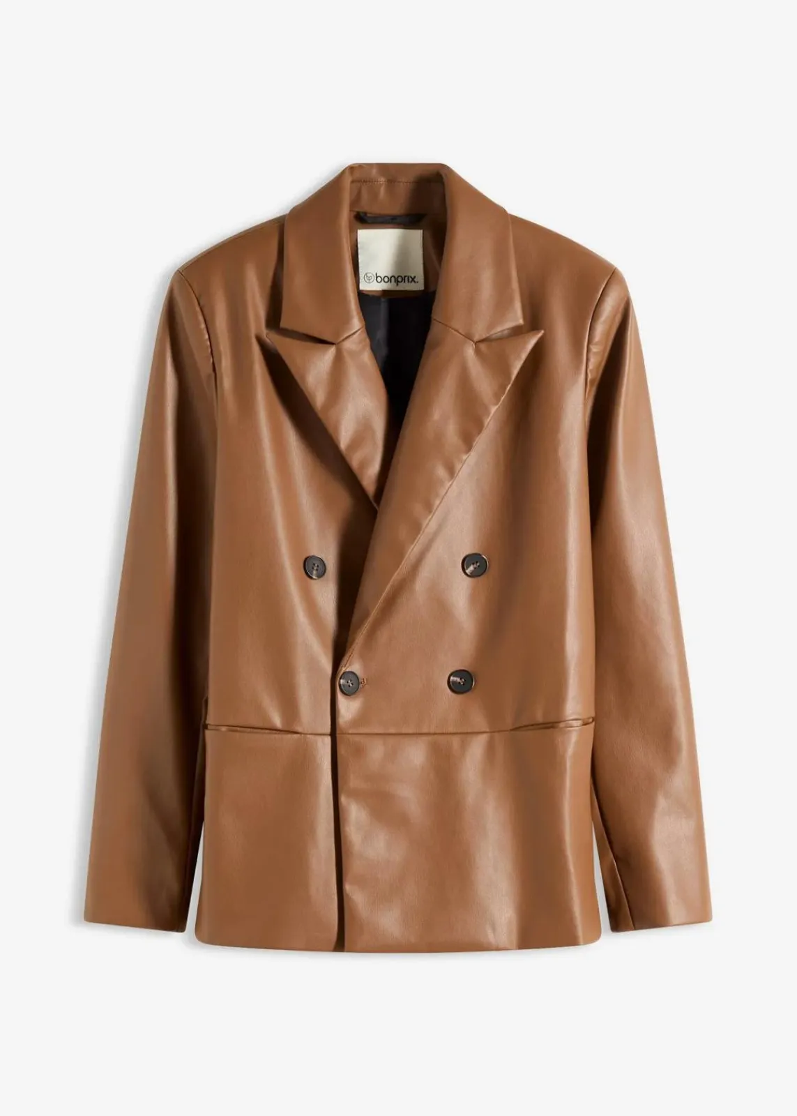 bonprix Bekleidung·Basics|Nachhaltigere Materialien^Oversize-Blazer aus Lederimitat pimentbraun