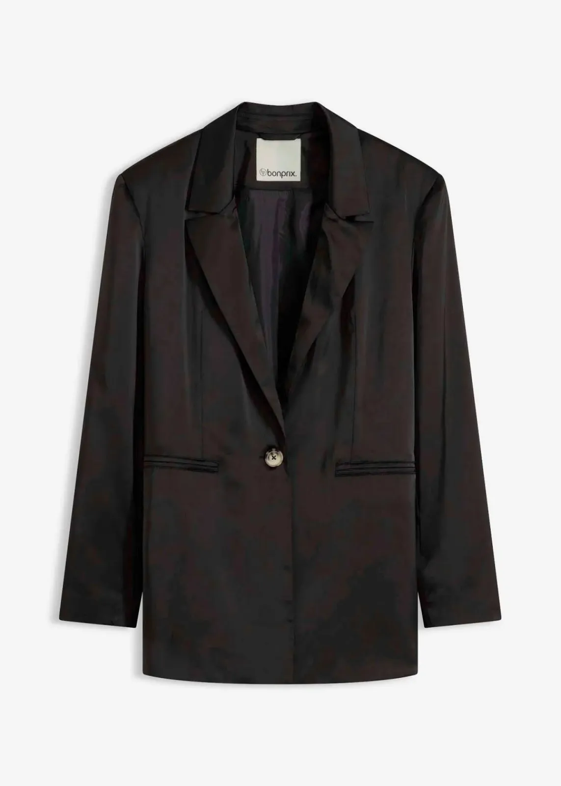 bonprix Nachhaltigere Materialien|Blazer^Oversize-Blazer aus Satin schwarz