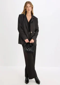 bonprix Nachhaltigere Materialien|Blazer^Oversize-Blazer aus Satin schwarz