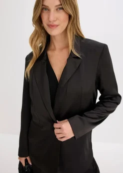 bonprix Nachhaltigere Materialien|Blazer^Oversize-Blazer aus Satin schwarz