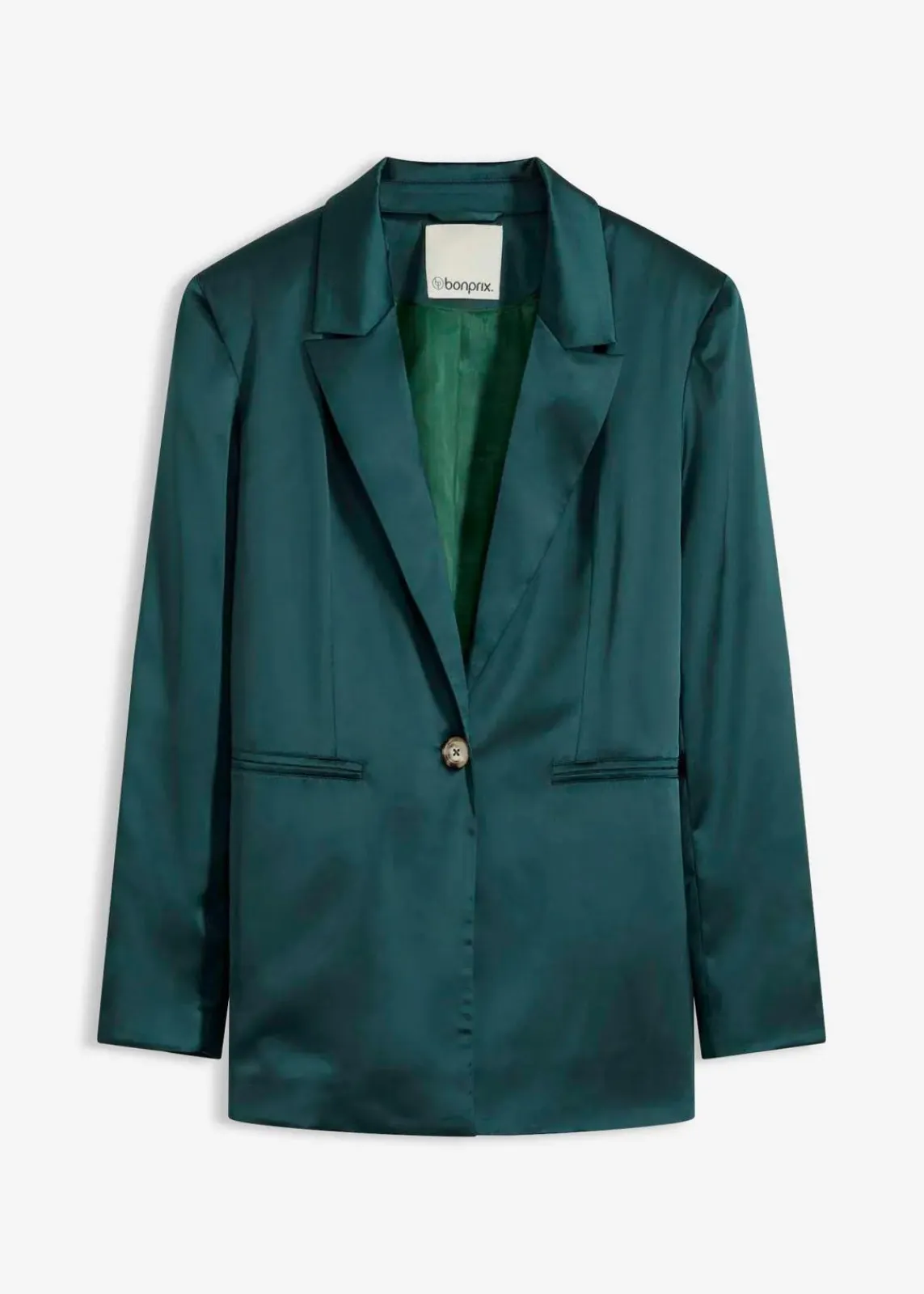 bonprix Bekleidung·Basics|Blazer^Oversize-Blazer aus Satin tiefgrün