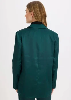 bonprix Bekleidung·Basics|Blazer^Oversize-Blazer aus Satin tiefgrün