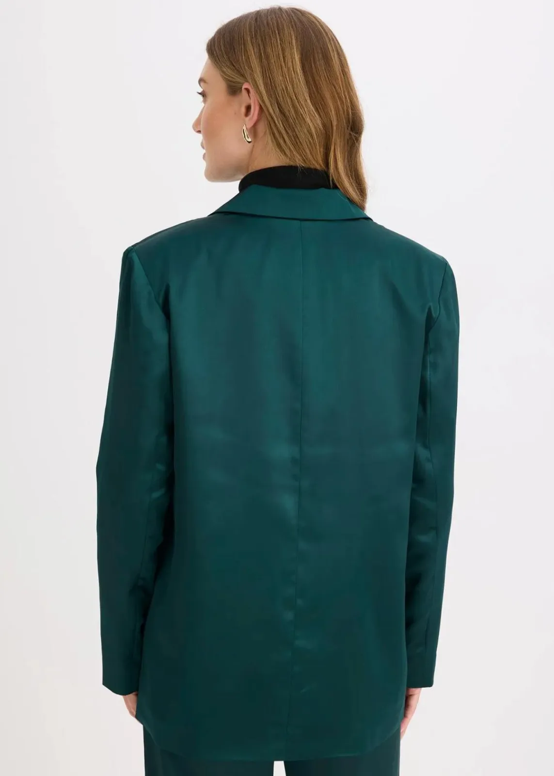 bonprix Bekleidung·Basics|Blazer^Oversize-Blazer aus Satin tiefgrün