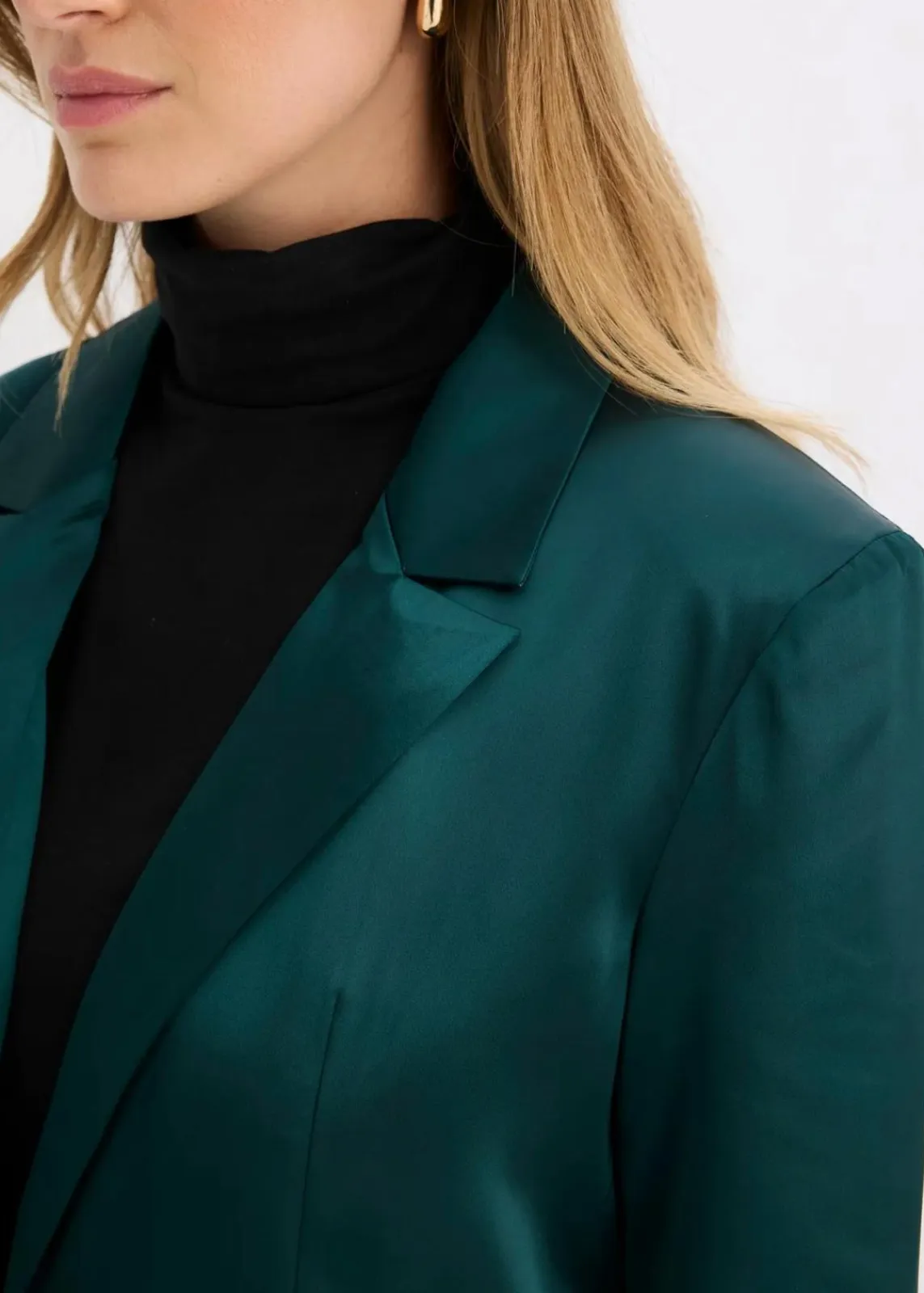 bonprix Bekleidung·Basics|Blazer^Oversize-Blazer aus Satin tiefgrün
