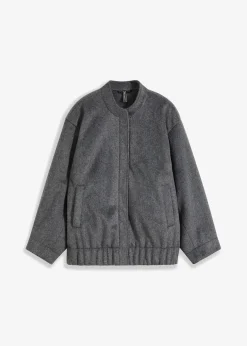 bonprix Bekleidung·Hosen|Jacken & Mäntel^Oversize-Blouson in Wolloptik anthrazit meliert meliert