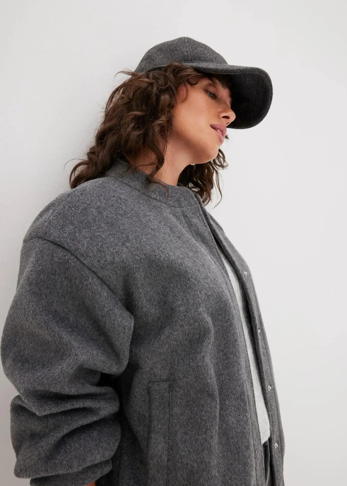 bonprix Bekleidung·Hosen|Jacken & Mäntel^Oversize-Blouson in Wolloptik anthrazit meliert meliert
