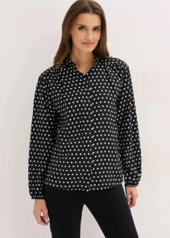 bonprix Bekleidung·Jacken & Mäntel|Blusen & Tuniken^Oversize-Bluse schwarz gepunktet