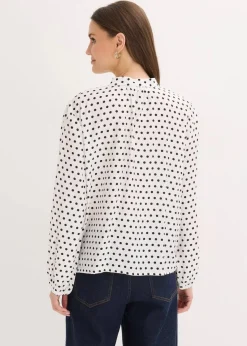 bonprix Blusen & Tuniken|Bekleidung·Jacken & Mäntel^Oversize-Bluse wollweiß gepunktet