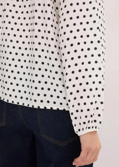 bonprix Blusen & Tuniken|Bekleidung·Jacken & Mäntel^Oversize-Bluse wollweiß gepunktet