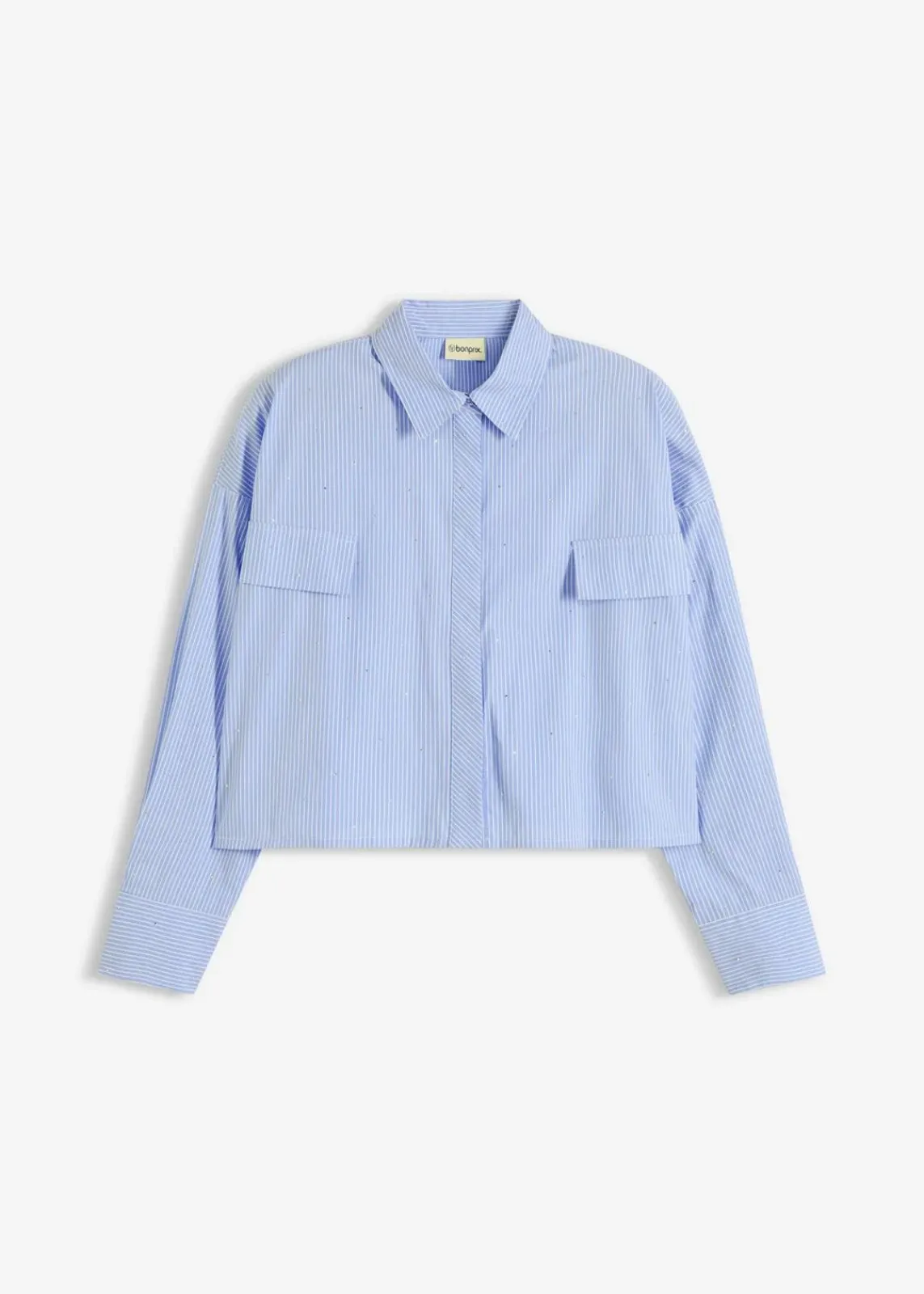 bonprix Bekleidung·Jacken & Mäntel|Blusen & Tuniken^Oversize-Bluse aus Baumwoll-Mix hellblau/weiß gestreift