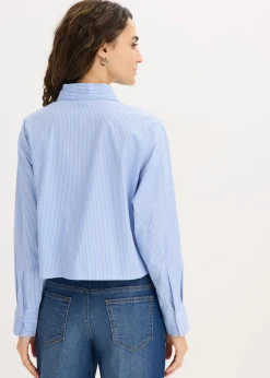 bonprix Bekleidung·Jacken & Mäntel|Blusen & Tuniken^Oversize-Bluse aus Baumwoll-Mix hellblau/weiß gestreift