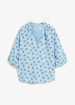 bonprix Blusen & Tuniken|Bekleidung·Jacken & Mäntel^Oversize-Bluse aus luftigem Musselin hellblau paisley