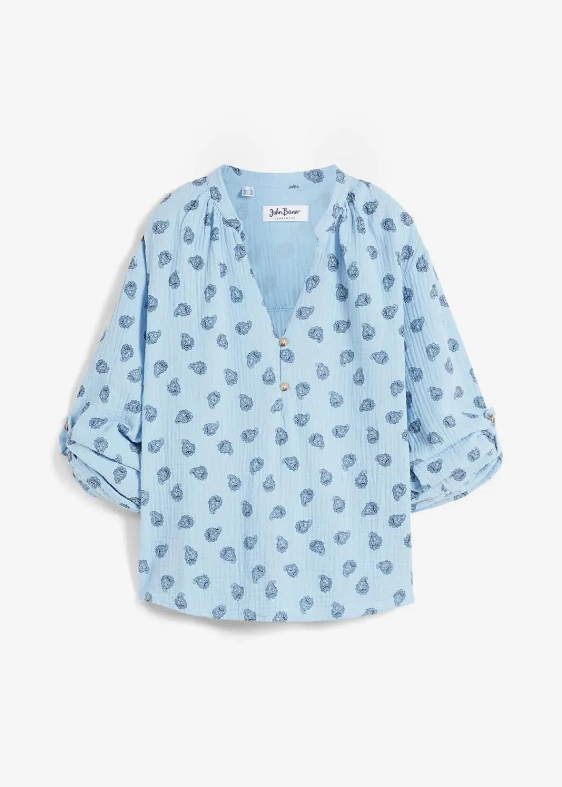 bonprix Blusen & Tuniken|Bekleidung·Jacken & Mäntel^Oversize-Bluse aus luftigem Musselin hellblau paisley
