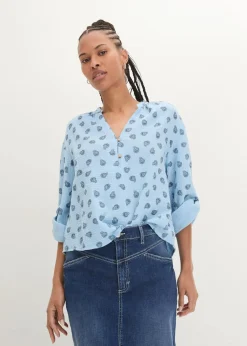 bonprix Blusen & Tuniken|Bekleidung·Jacken & Mäntel^Oversize-Bluse aus luftigem Musselin hellblau paisley