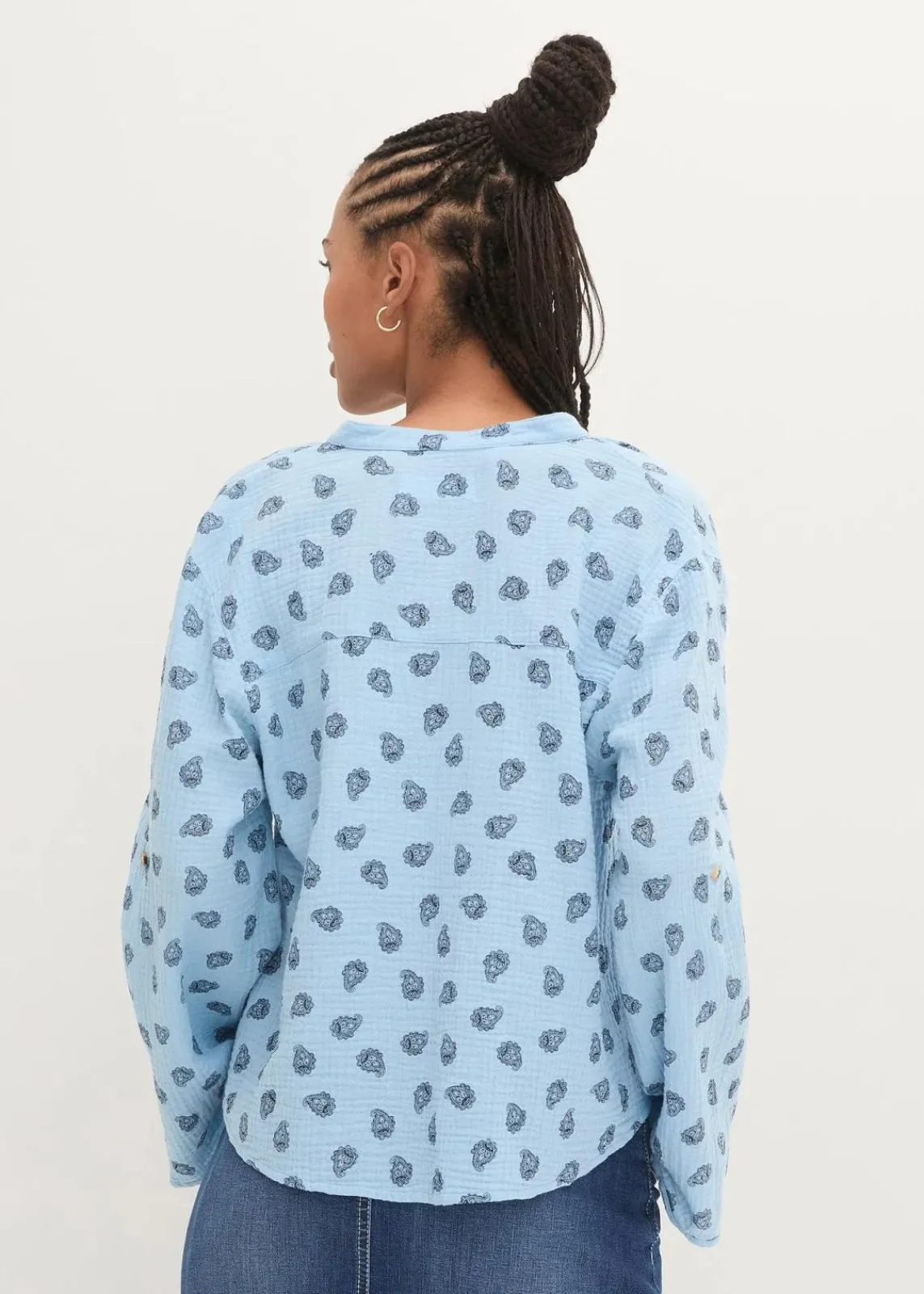 bonprix Blusen & Tuniken|Bekleidung·Jacken & Mäntel^Oversize-Bluse aus luftigem Musselin hellblau paisley