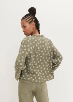 bonprix Bekleidung·Jacken & Mäntel|Blusen & Tuniken^Oversize-Bluse aus luftigem Musselin oliv paisley