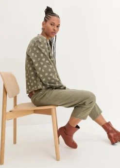 bonprix Bekleidung·Jacken & Mäntel|Blusen & Tuniken^Oversize-Bluse aus luftigem Musselin oliv paisley