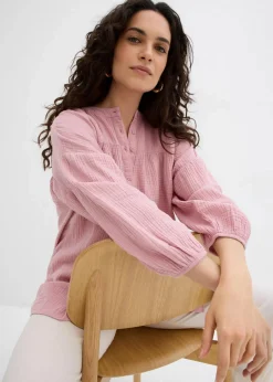 bonprix Nachhaltigere Materialien|Blusen & Tuniken^Oversize-Bluse aus Musselin aschrosa