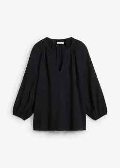 bonprix Blusen & Tuniken|Bekleidung·Jacken & Mäntel^Oversize-Bluse aus Musselin schwarz