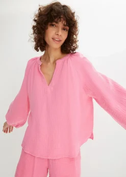 bonprix Blusen & Tuniken|Bekleidung·Jacken & Mäntel^Oversize-Bluse aus Musselin knallrosa