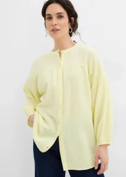 bonprix Bekleidung·Jacken & Mäntel|Blusen & Tuniken^Oversize-Bluse aus Musselin zitronensorbet