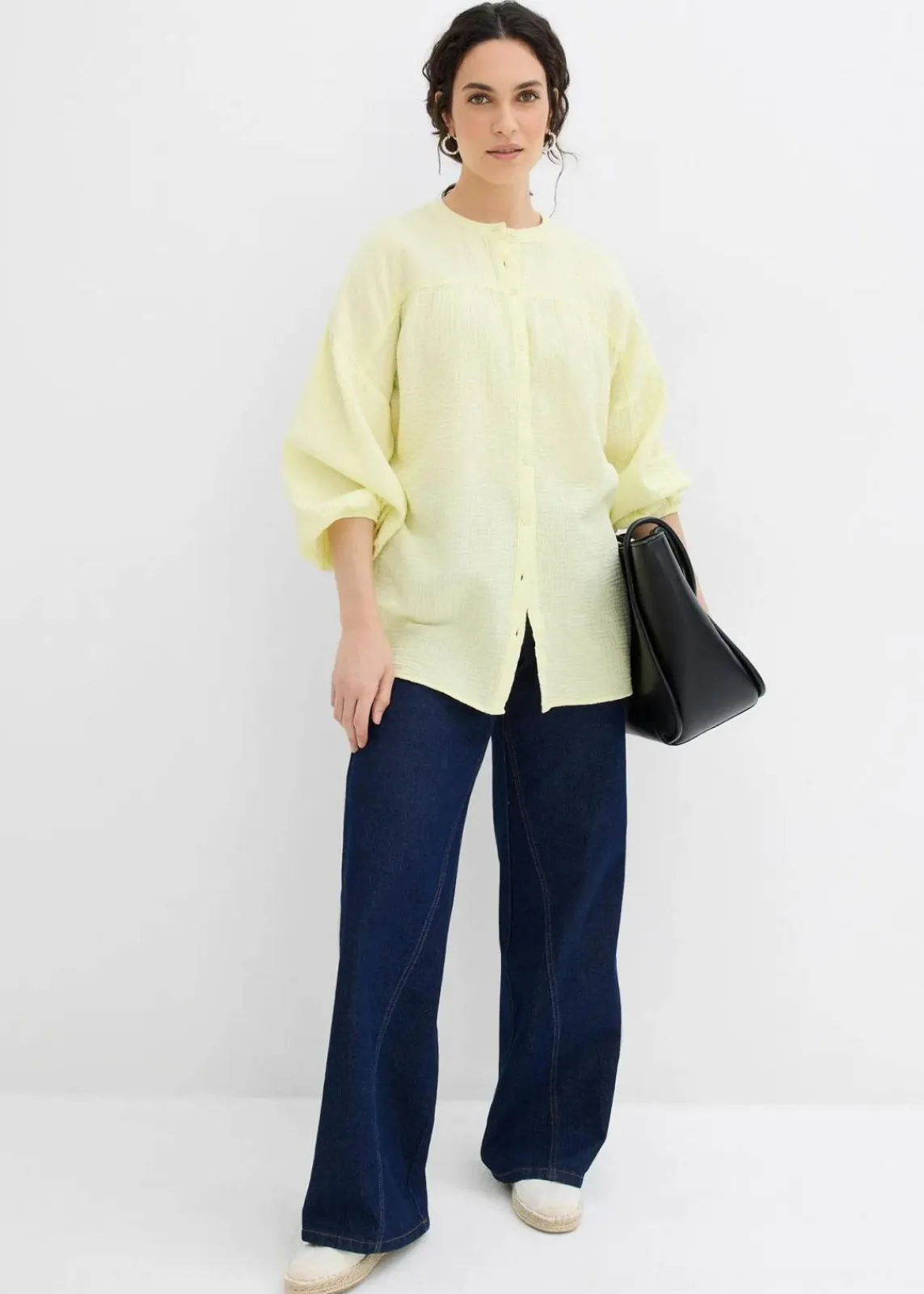 bonprix Bekleidung·Jacken & Mäntel|Blusen & Tuniken^Oversize-Bluse aus Musselin zitronensorbet