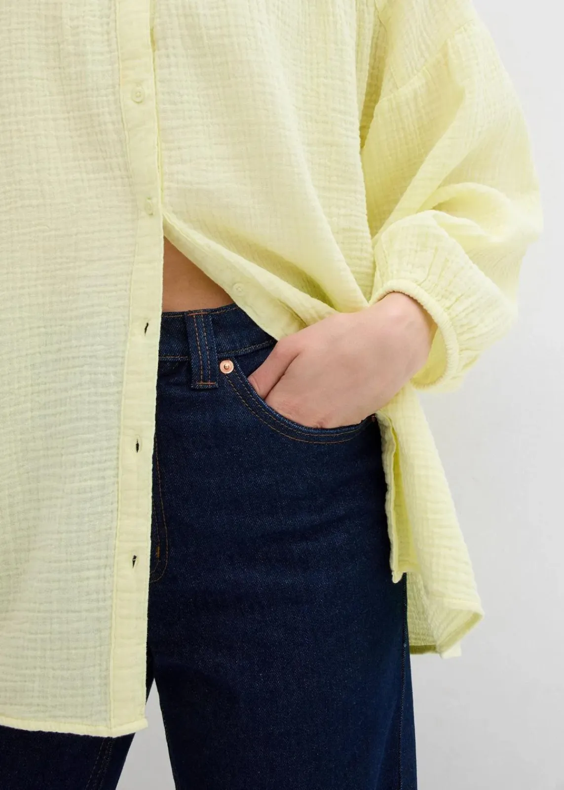 bonprix Bekleidung·Jacken & Mäntel|Blusen & Tuniken^Oversize-Bluse aus Musselin zitronensorbet