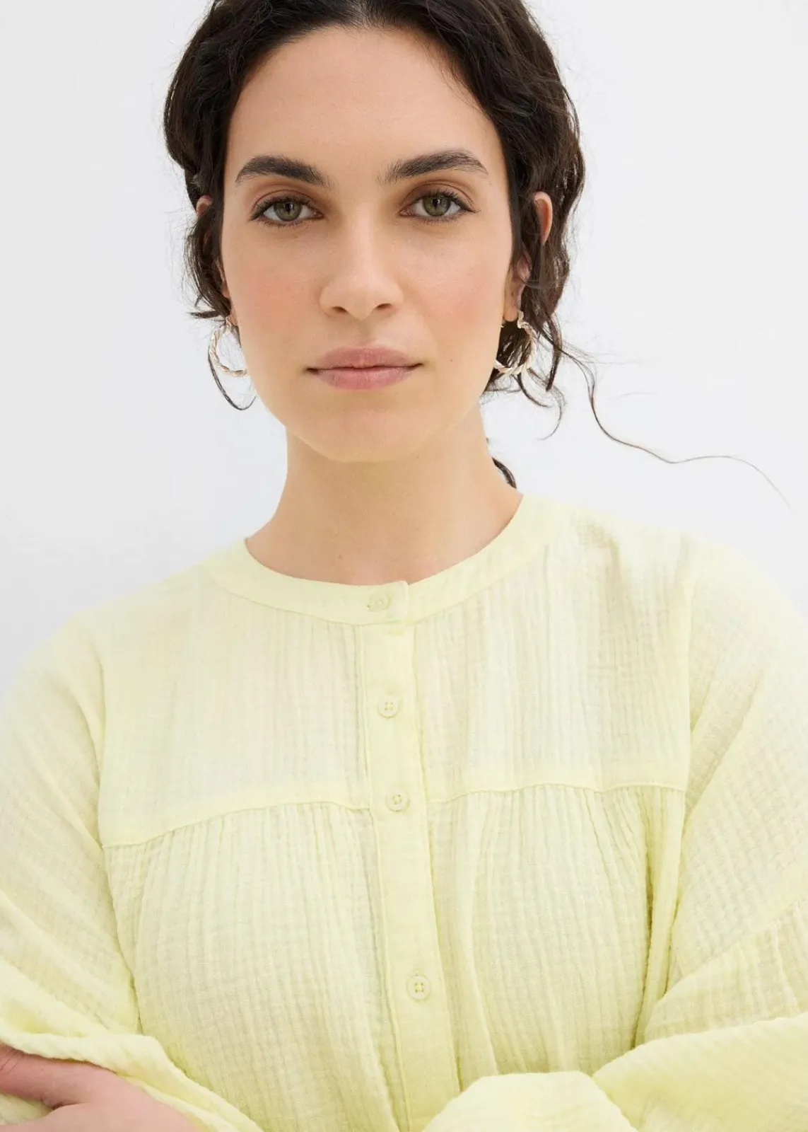 bonprix Bekleidung·Jacken & Mäntel|Blusen & Tuniken^Oversize-Bluse aus Musselin zitronensorbet
