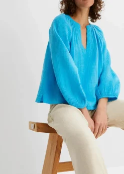 bonprix Blusen & Tuniken|Bekleidung·Jacken & Mäntel^Oversize-Bluse aus Musselin türkis