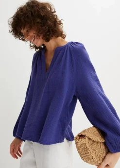 bonprix Blusen & Tuniken|Bekleidung·Jacken & Mäntel^Oversize-Bluse aus Musselin blauviolett