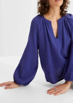 bonprix Blusen & Tuniken|Bekleidung·Jacken & Mäntel^Oversize-Bluse aus Musselin blauviolett