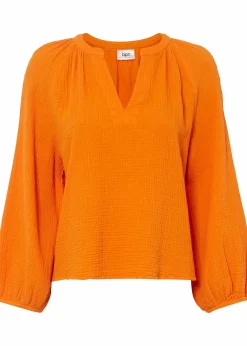 bonprix Blusen & Tuniken|Bekleidung·Jacken & Mäntel^Oversize-Bluse aus Musselin kürbisorange