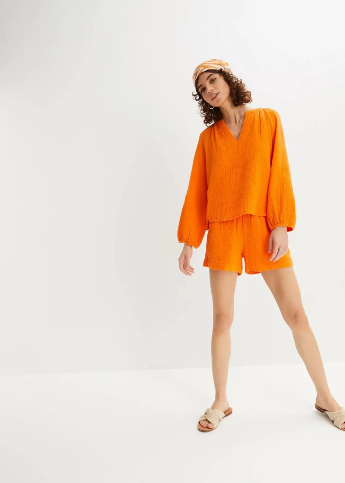 bonprix Blusen & Tuniken|Bekleidung·Jacken & Mäntel^Oversize-Bluse aus Musselin kürbisorange