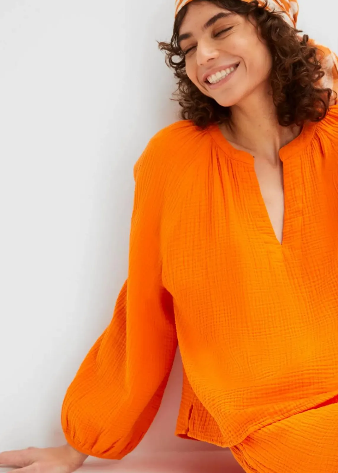 bonprix Blusen & Tuniken|Bekleidung·Jacken & Mäntel^Oversize-Bluse aus Musselin kürbisorange