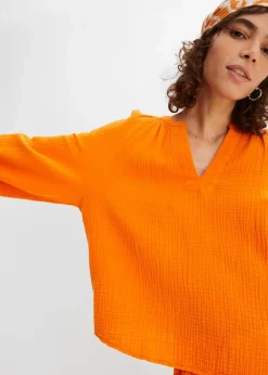 bonprix Blusen & Tuniken|Bekleidung·Jacken & Mäntel^Oversize-Bluse aus Musselin kürbisorange