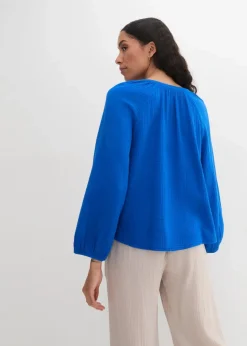bonprix Blusen & Tuniken|Bekleidung·Jacken & Mäntel^Oversize-Bluse aus Musselin azurblau