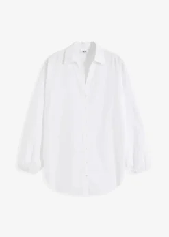 bonprix Bekleidung·Jacken & Mäntel|Blusen & Tuniken^Oversize-Bluse aus reiner Baumwolle weiß