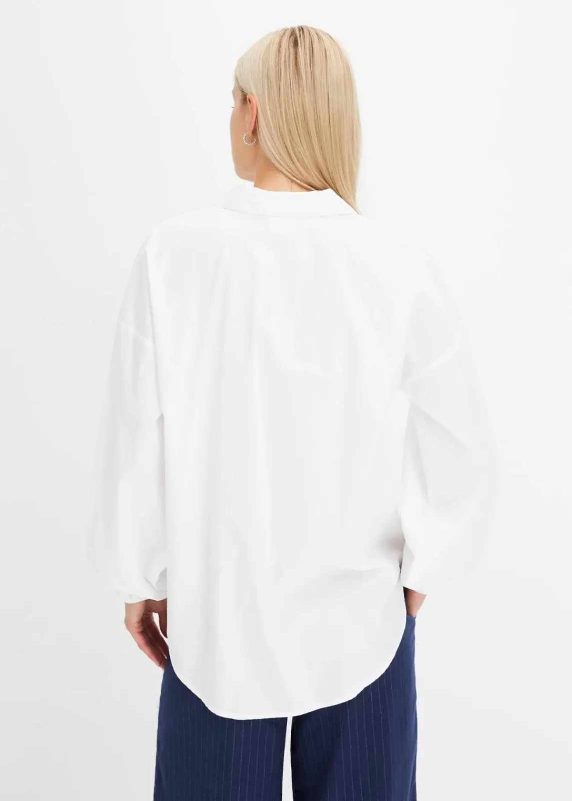 bonprix Bekleidung·Jacken & Mäntel|Blusen & Tuniken^Oversize-Bluse aus reiner Baumwolle weiß