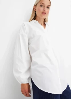 bonprix Bekleidung·Jacken & Mäntel|Blusen & Tuniken^Oversize-Bluse aus reiner Baumwolle weiß