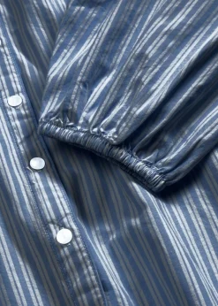 bonprix Blusen & Tuniken|Bekleidung·Jacken & Mäntel^Oversize-Bluse aus reiner Baumwolle rauchblau/weiß längs gestreift