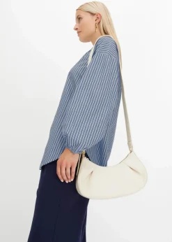bonprix Blusen & Tuniken|Bekleidung·Jacken & Mäntel^Oversize-Bluse aus reiner Baumwolle rauchblau/weiß längs gestreift