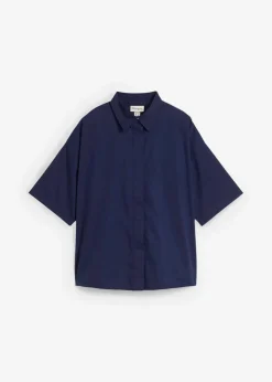 bonprix Bekleidung·Jacken & Mäntel|Zweiteiler & Sets^Oversize-Bluse aus reiner Baumwolle tiefseeblau