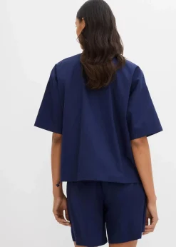 bonprix Bekleidung·Jacken & Mäntel|Zweiteiler & Sets^Oversize-Bluse aus reiner Baumwolle tiefseeblau