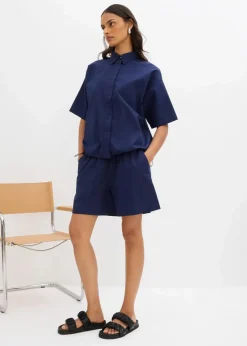 bonprix Bekleidung·Jacken & Mäntel|Zweiteiler & Sets^Oversize-Bluse aus reiner Baumwolle tiefseeblau