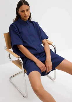 bonprix Bekleidung·Jacken & Mäntel|Zweiteiler & Sets^Oversize-Bluse aus reiner Baumwolle tiefseeblau
