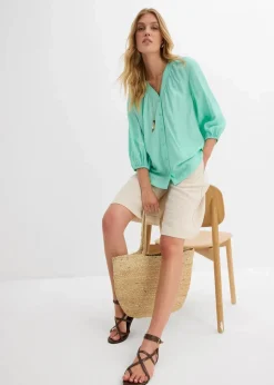 bonprix Blusen & Tuniken^Oversize-Bluse aus softem Viskose-Mix mentholblau