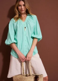 bonprix Blusen & Tuniken^Oversize-Bluse aus softem Viskose-Mix mentholblau