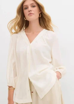bonprix Blusen & Tuniken^Oversize-Bluse aus softem Viskose-Mix wollweiß