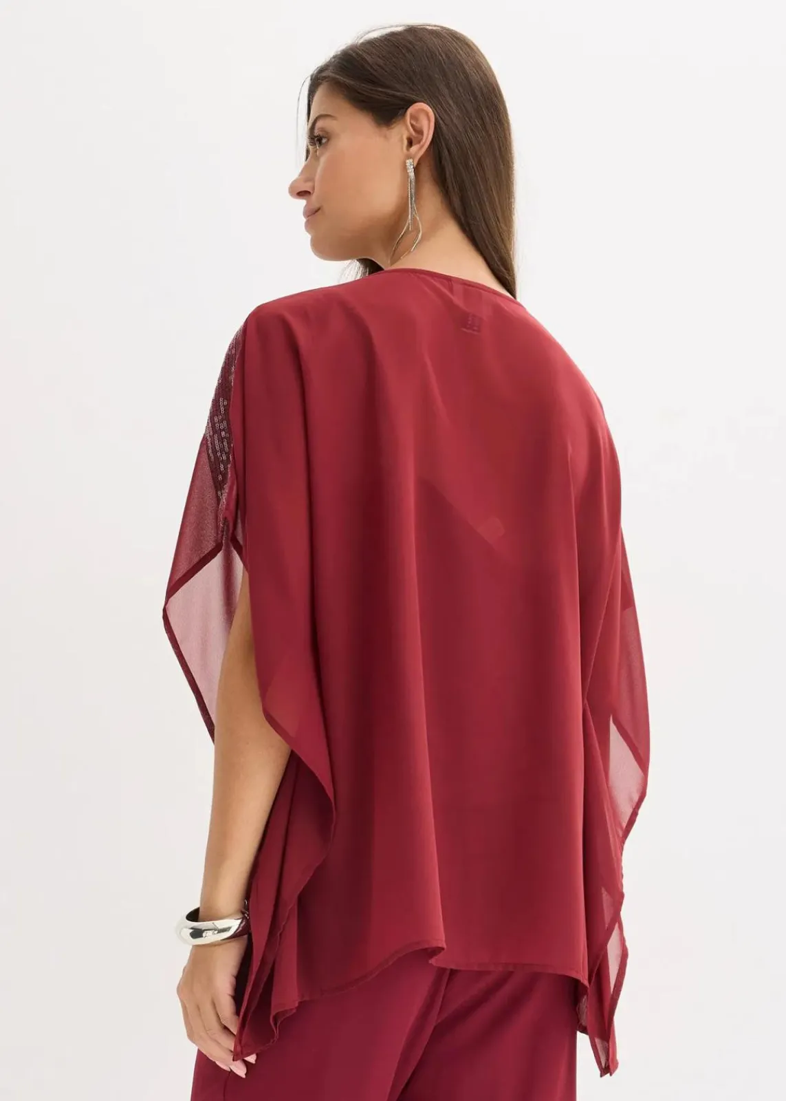 bonprix Bekleidung·Jacken & Mäntel|Festliche Mode^Oversize-Bluse mit Pailletten-Einsatz rubinrot